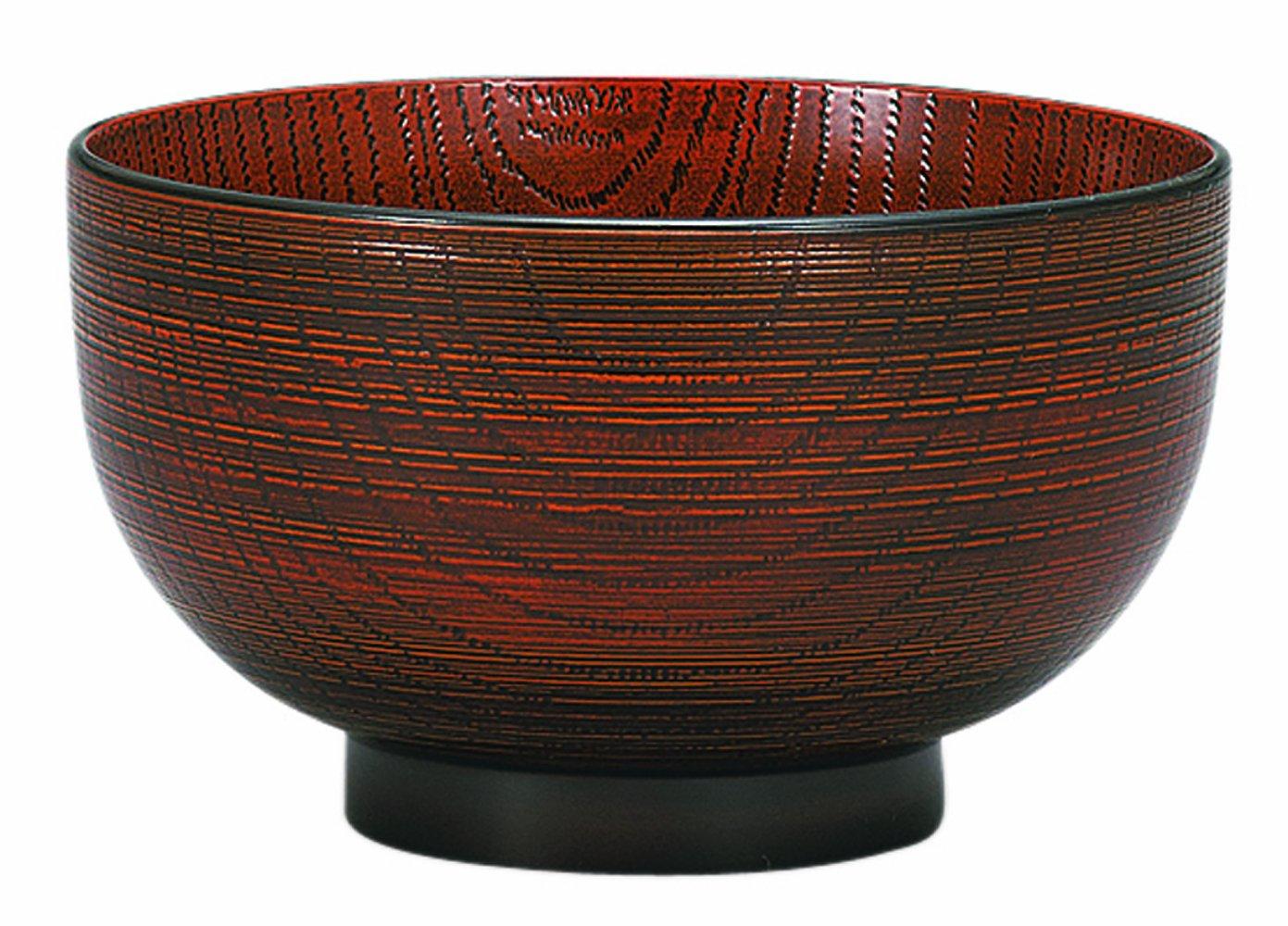 Yamanaka Lacquerware Dishwasher Safe Cloth Bag Zelkova Wood Grain Soup Bowl with Tochigi Lacquer Finish M15234 Microwave-Safe