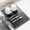 Silicone Non-Slip Cutlery Drain Mat: Slope Diversion for Drying Plates and Bowls, Heat-Resistant.