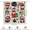 Whimsical Santa Claus Christmas Shower Curtain Set for Home Decor Happy New Year Party Decoration Gifts Idea