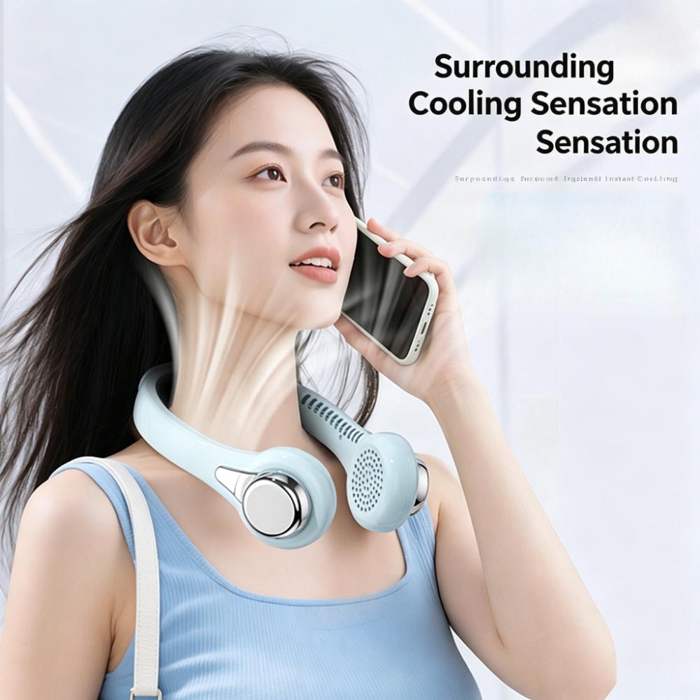 Portable Hanging Neck Fan Creative Earphone Shape 3 Adjustable Gears Rechargeable Fan Ideal Graduation Gift for Summer