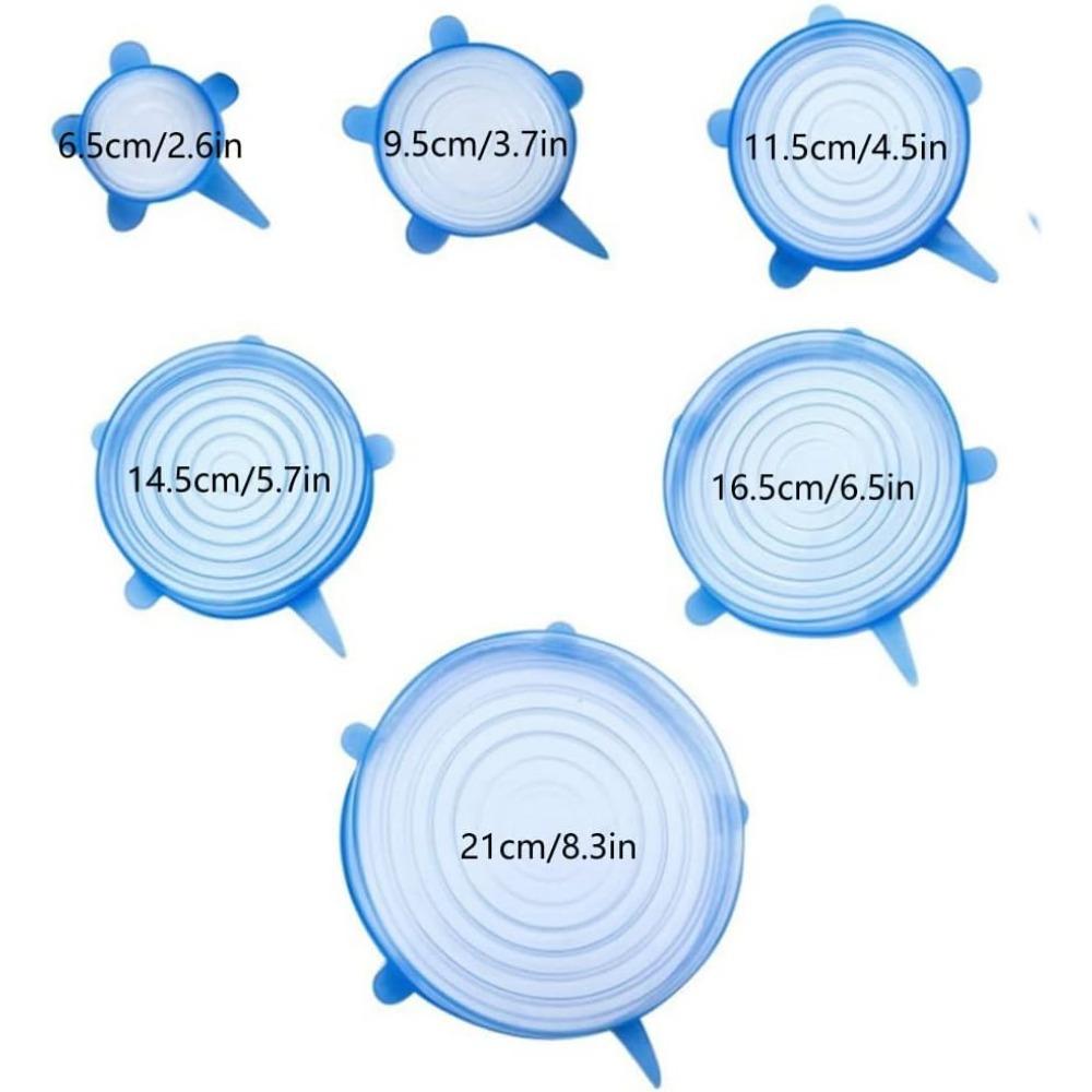 6 Pack Silicone Stretch Lids Food Storage Lids Flexible Round Silicone Bowl Lids 6 Different Sizes To Fit Most Containers