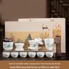 Xunyi Chinese Wisteria & Landscape 10-Piece White Porcelain Tea Set