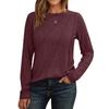 Women's Long Sleeve Shirt Pleated Round Neck Casual Loose Fashion Tops