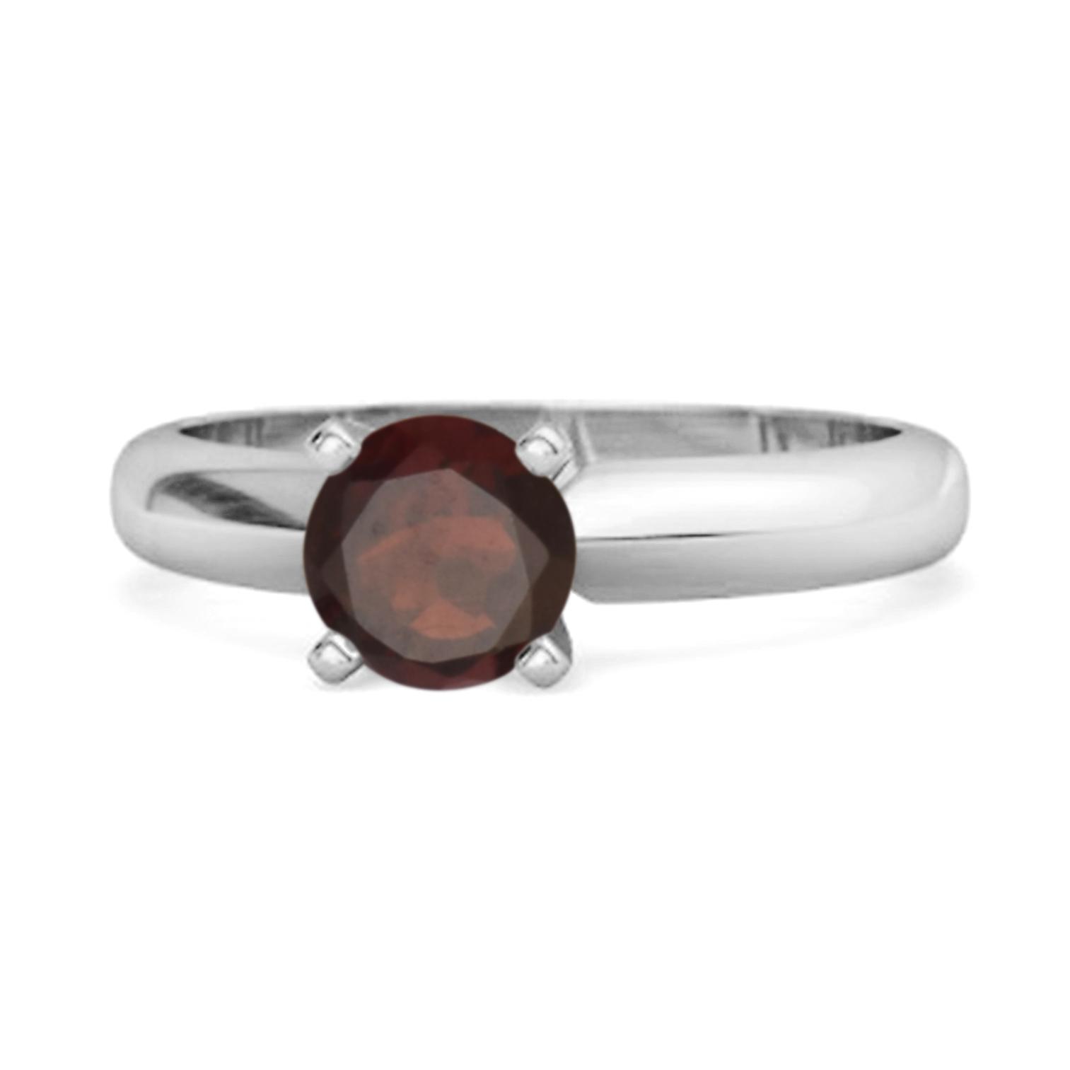 Solitaire 0.25 Cts Brilliant Cut Garnet 925 Silver Promise Ring 7.5