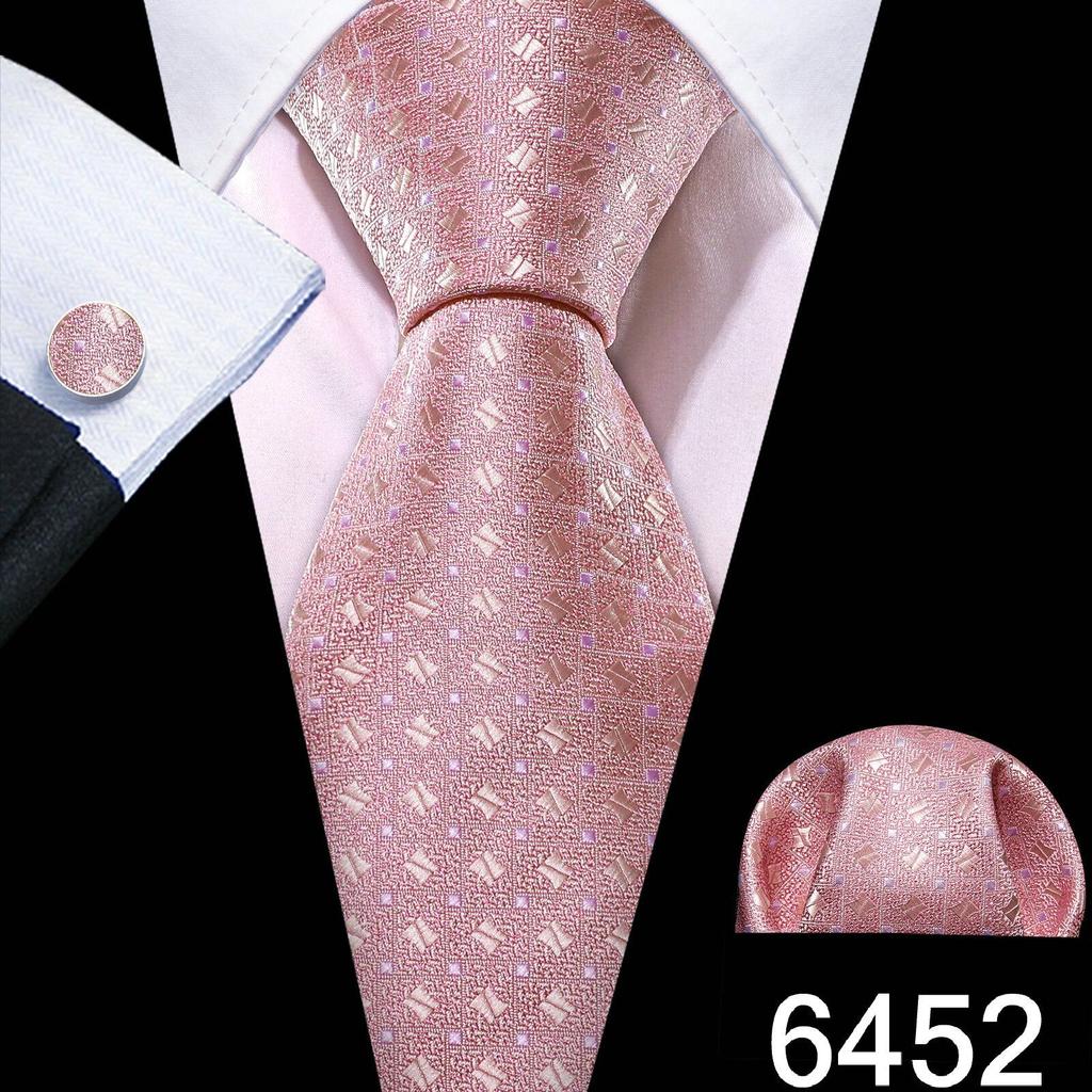 Barry.Wang Necktie Hankerchief Cufflinks Set Violet Paisley Tie Jacquard Woven Wedding