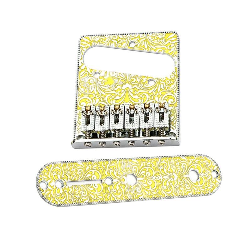 6 Strings Saddle Bridge Plate, 3 Way Switch Control Plate Set for Most Electric Guitars Replacement Parts Hardtail Set