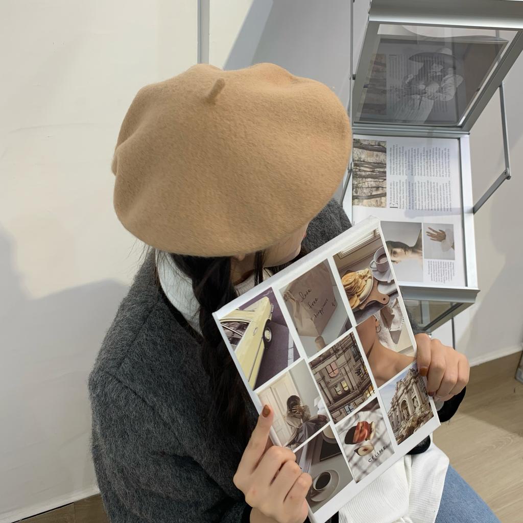 Woolen Beret Women Korean Versatile Hat Women Autumn and Winter Japanese Retro Candy Color Painter Hat