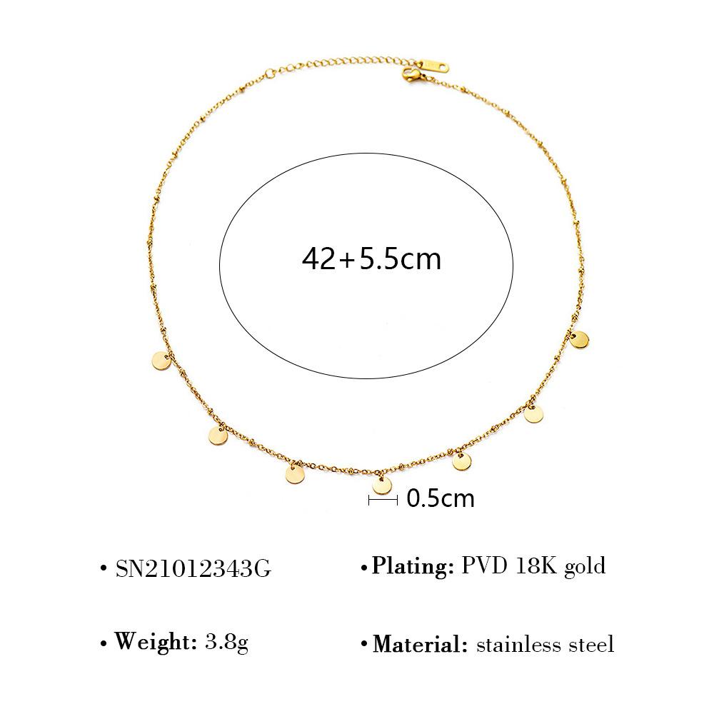 Французское ретро, многослойное, титановая сталь с покрытием 18 карат золотом, ожерелье, подвеска-диск  Любовь , инкрустированная ракушкой, простая цепочка на шею