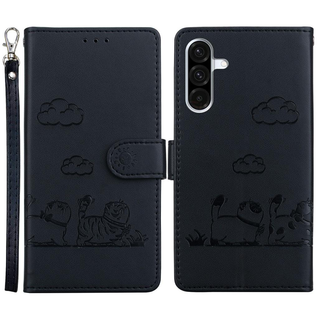 For Samsung Galaxy A56 5G/A36 5G Case RFID Blocking Kitten Pattern TPU+PU Leather Phone Cover