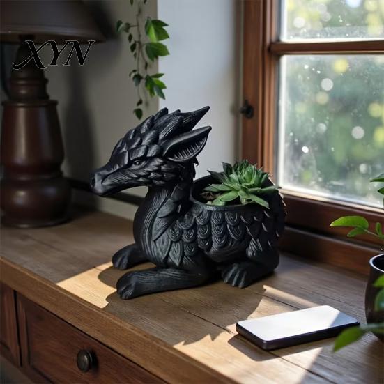 Mini Flower Pot 3D Printed Dragon Planter Pot, Succulents Herb Plants PLA Indoor Outdoor Container, Home Balcony Desktop Decoration