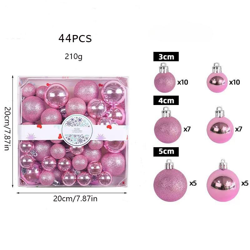 44 SZT. Wysokiej jakości Plastikowy Zestaw Kul Świątecznych 3cm 4cm 5cm 7 Kolorów Ozdoba Świąteczna Kula Zawieszki Świąteczne Dom