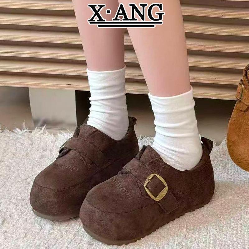 

Cowhide version all-inclusive thick-soled children s velvet warm cotton shoes new autumn and winter lamb wool shoes 40