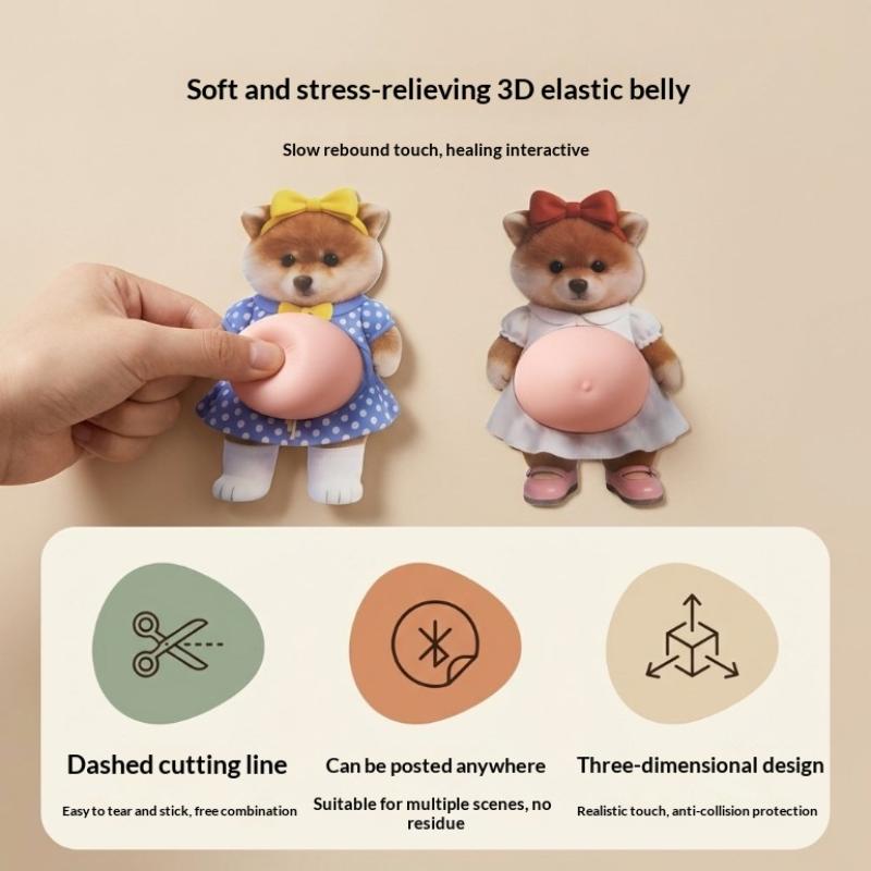 New 3D Cute Puppy Kitten Sticker Squeezable Shiba Inu Phone Case Decoration Children's Birthday Party Favor Festival Supplies