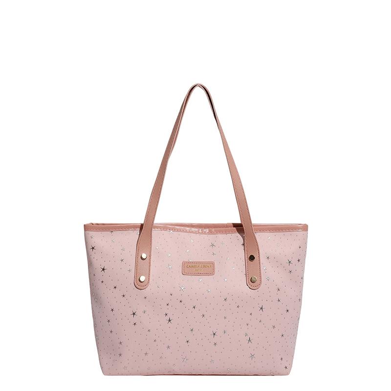 

Large capacity tote bag summer new versatile commuter shoulder underarm bag texture handbag рожевий