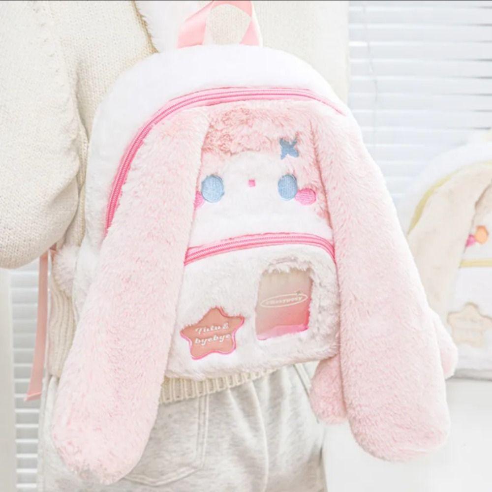 Rabbit Cute Cat Backpack Preppy Style Plush Shoulder Bag Sweet Idol Photocard Pouch Itabag  Outdoor