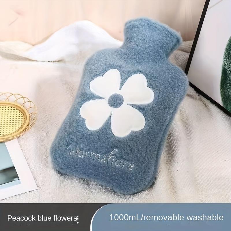 Portable Thermal Hot Water Bottle - Reusable Washable Flannel 1000ml/30.27oz Capacity, with 2 Colors Options, for Winter Warmth