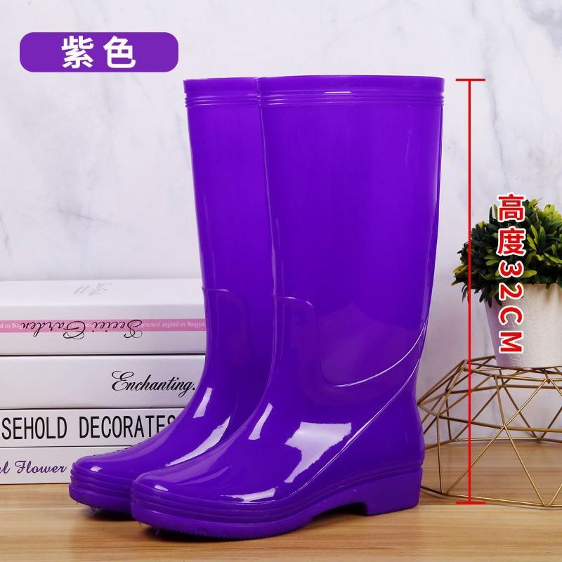 High tube rain shoes women's rain boots waterproof shoes women's fleece overshoes water boots women's fashion medium tube adult non-slip