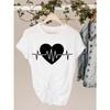 Graphic Tee Clothes 90s Sweet Love Heart Valentine Ladies Print T Clothing Summer Female Wounisex's Short Sleeve T-Shirts