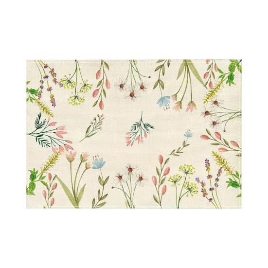 Floral Linen Placemat Tulip Spring Party Placemat Flowers Leaves Placemat Protects Table from