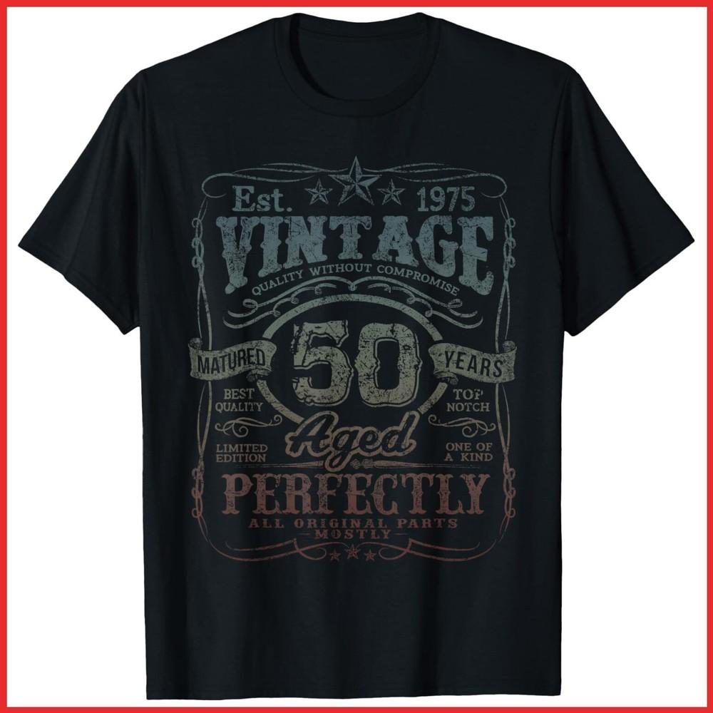 Vintage 1975 Limited Edition 50 Year Old 50th Birthday Black T-Shirt Unisex T-Shirt L