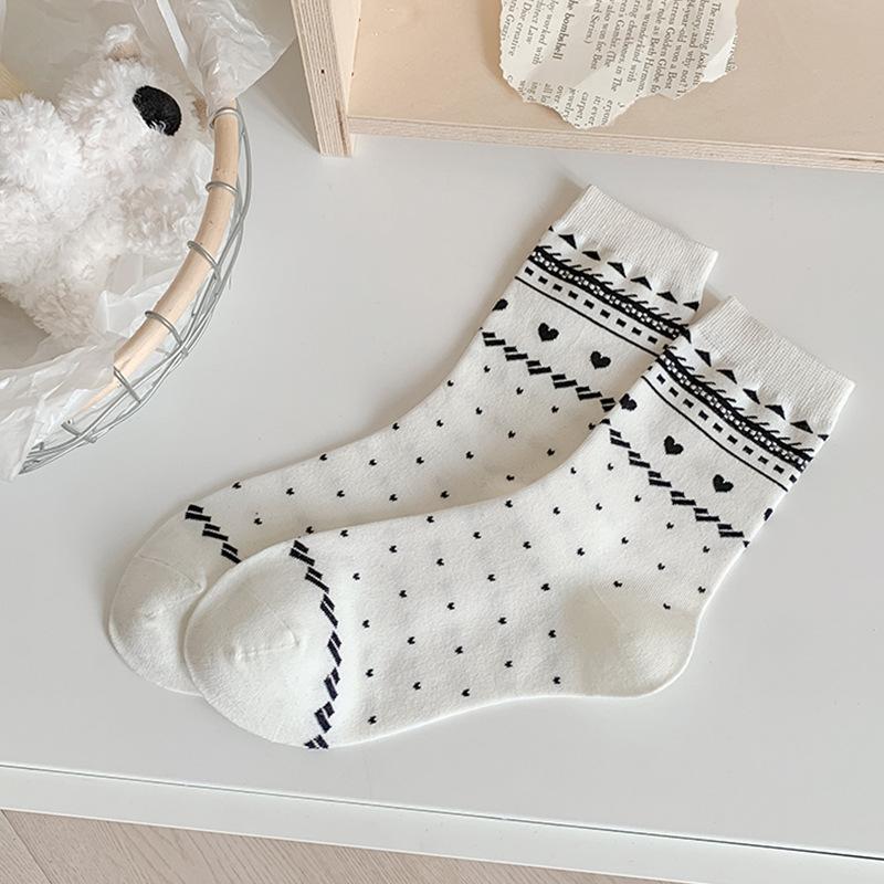 Printemps et Été, Chaussettes Mi-mollet pour Femmes Absorbant la Sueur et Respirantes avec Nœuds et Motifs Animaux Sont Simples et Polyvalentes