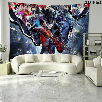 Persona 5 Game Wall Tapestry Aesthetic Wall Hanging Printed Fabric Blanket Decorative Tapestries for Bedroom Living Room Home Decor