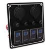 4 Gang Rocker Switch Panel with USB Cigarette Lighter Socket Toggle ON Off Combination Switch Panel for Caravan Yacht
