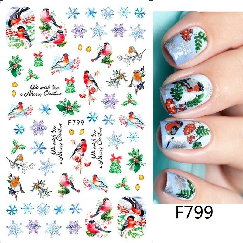 

17 стилей Рождество Хэллоуин наклейки для ногтей 3D DIY Типсы для ногтей Листья Цветок Бабочка Череп Лось Санта-Клаус Наклейка для дизайна ногтей Украшение ногтей Маникюр F799