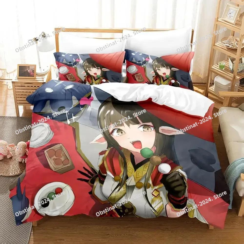 Fashion Game Monster Hunter Hinoa&Minoto Beding Set Single Twin Ful Quen King-Sized Dimensionsd Dimensions Bed Linen Set Adult People Kid Bedrom Duvet