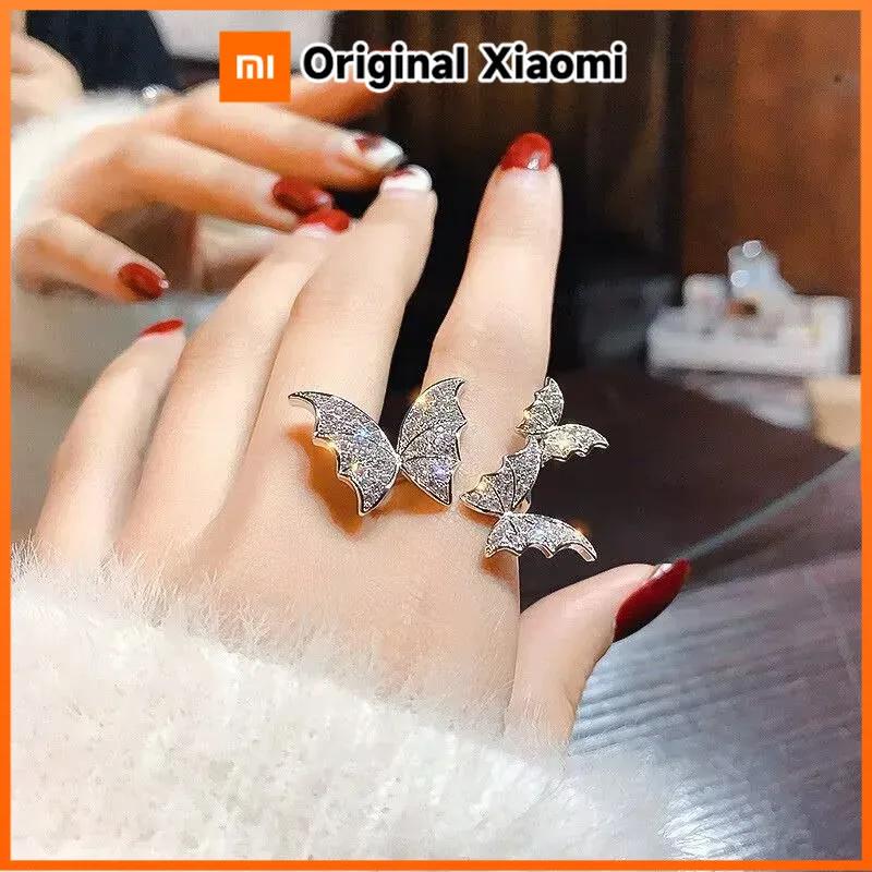 Xiaomi Bague ouverte multi-papillon en Zircon pour femmes, breloque couleur argent, personnalité exagérée, réglable, bijoux de fête Rock