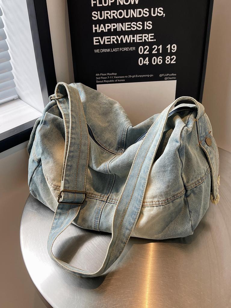 Casual Large Capaci Denim Crossbody Bag Women's Faion 2025 New Lightweight Versatile Single Oulder Bag Commuting Bag