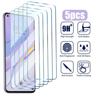 Huawei P30 P40 P20 Mate 20 Lite Y6 Y7 2019 için 5 ADET Ekran Koruyucu Huawei P Smart Z 2019 2021 Nova 5T Cam Üzerindeki Temperli Cam
