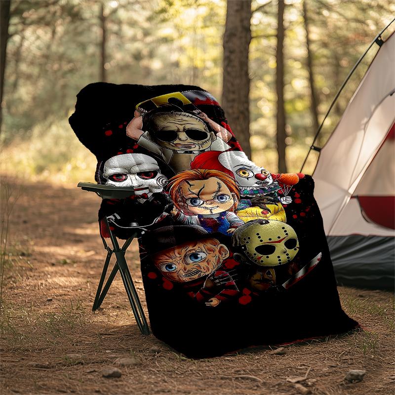 Coperta stampata a tema horror di Halloween - Perfetta per divano, letto, viaggi e uso all'aperto | Lavabile in lavatrice, accogliente e resistente.