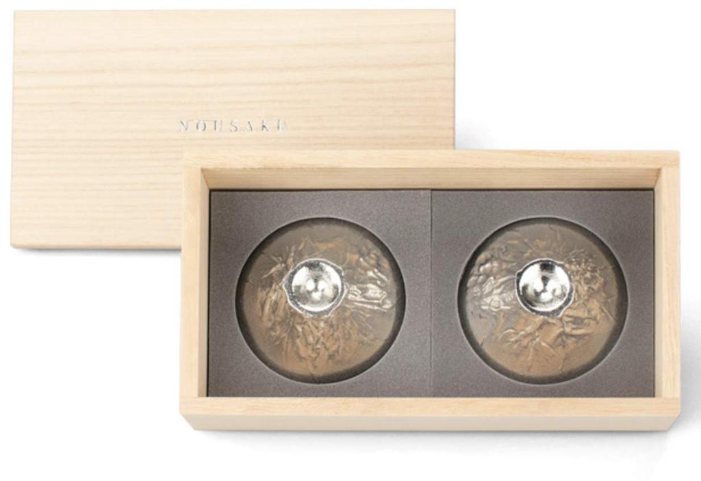 Washi Paper Mount Fuji FUJIYAMA Set In Paulownia Wood Box [Nousaku Wrapping] 2-Piece