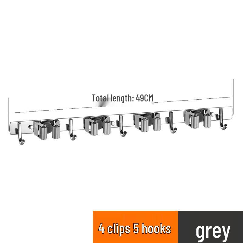 Longdai Stainless Steel Mop & Broom Holder with Hooks
