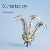 Vintage Fleur-de-lis Crystal Brooch with Feather and Crown Design