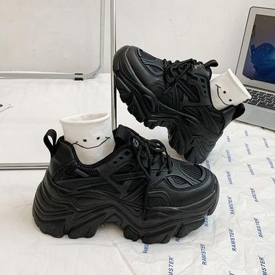 Dad Shoes Women's Spring and Autumn Platform Black Shoes Women's Sneaker New Spring Casual Shoes