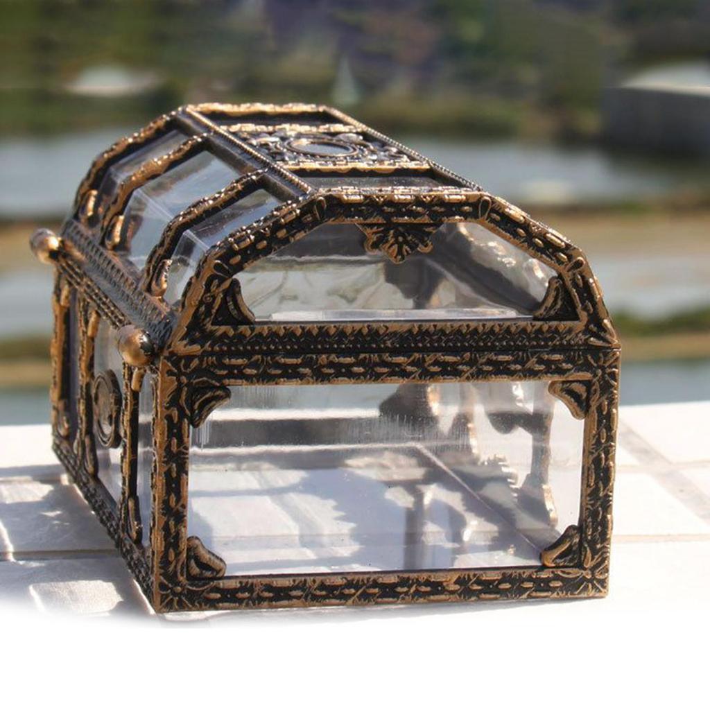Treasure Box Toys Transparent Treasures Collection Storage Chest Portable Vintage Box Container for Girl Halloween Carnivals