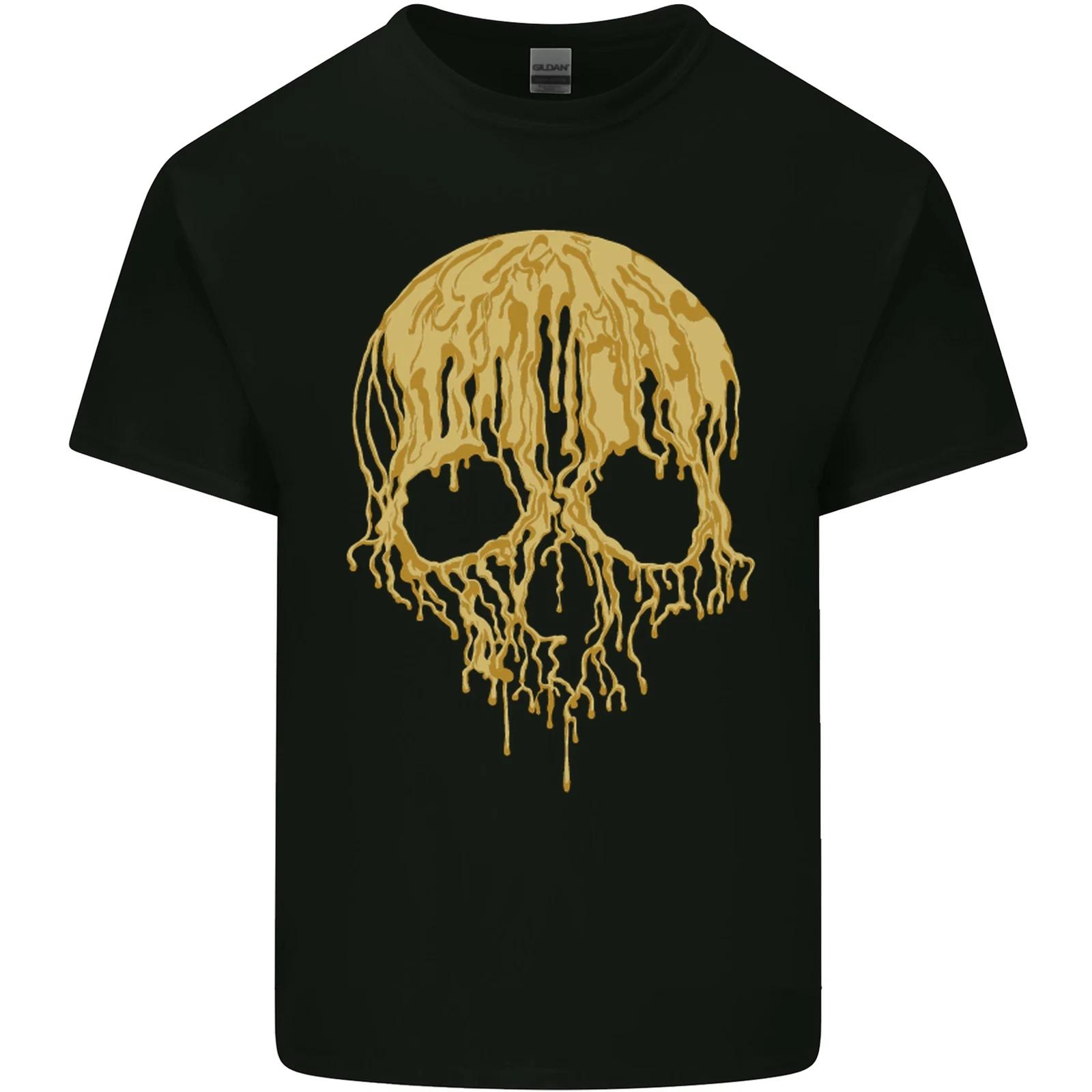 A Skull Dripping in Gold Kids T-Shirt Childrens S