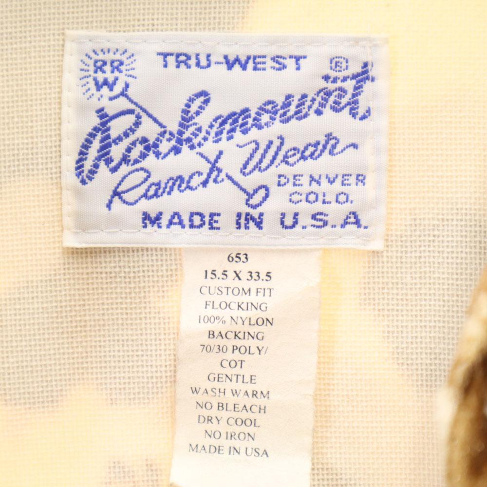 RockMount 70s Made In USA Vintage Cow Print Overall Handle Long Sleeve Western Shirt Men's Used