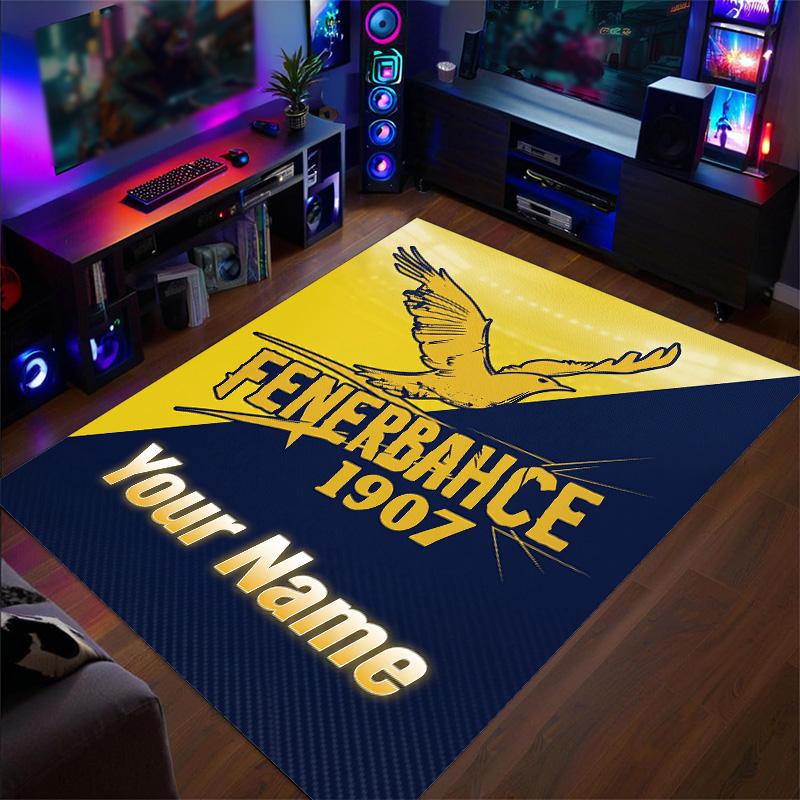 Crystal Velvet Rug Fenerbahçe FC Print Custom Name Text Floor Mat Home Decor