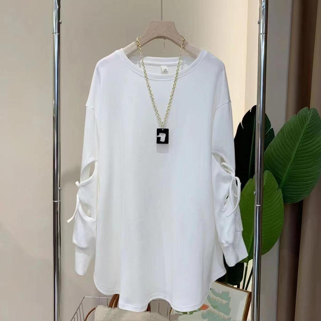 Women's Solid Color Spring and Autumn Long Sleeve Round Neck Pullover Solid Long Sleeve Breathable Long Sleeve