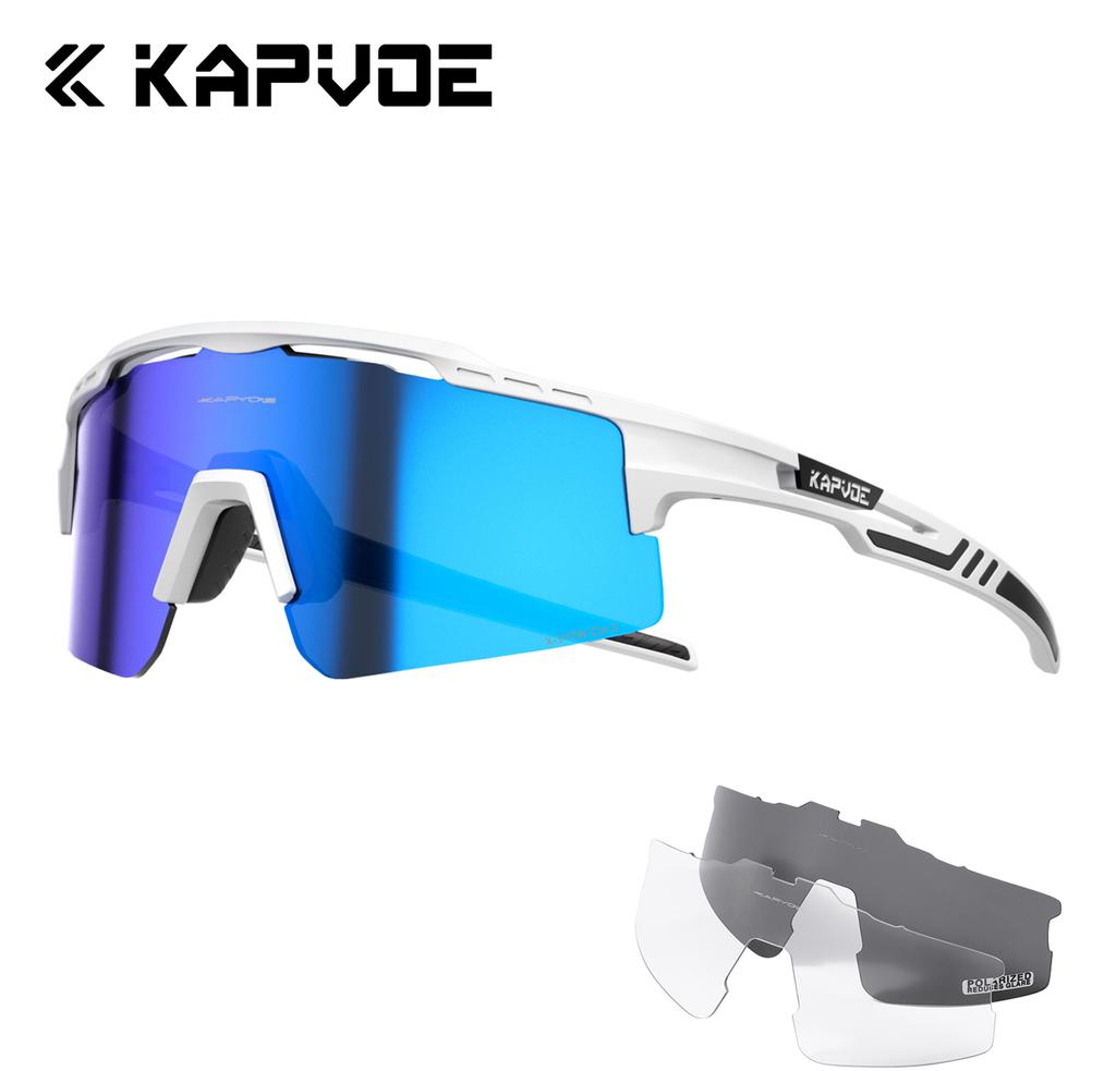 Kapvoe 3lens Sports Sunglasses Fashion Goggles Cycling Glasses MTB Riding Skating Sunglasses UV400 Man Woman Bike Eyewear
