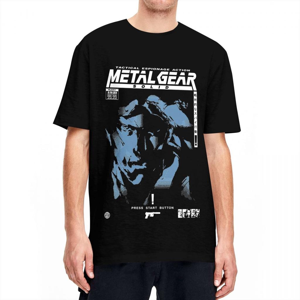 Men's MGS1 Solid Snake Game T Shirts 100% Cotton Tops Summer Y2K Short Sleeves T-Shirt O Neck Custom DIY Tee Shirt Plus Size 5XL
