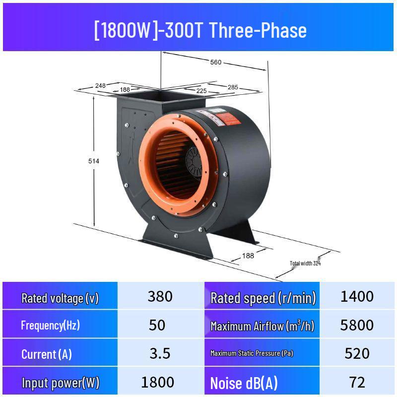 380V High-Power Industrial BBQ Cart Exhaust Fan Blower