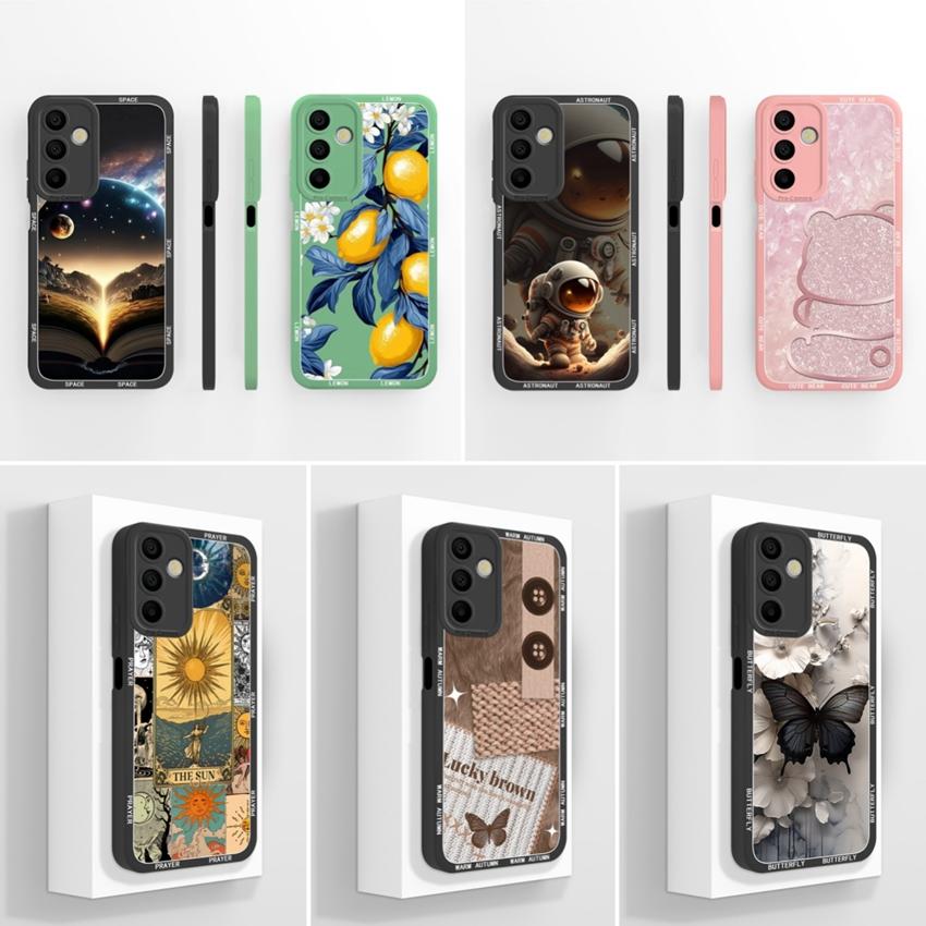 For Samsung Galaxy A15 A16 A14 M15 M16 F13 F15 Cover Case Cute Cartoon Astronaut Pattern Liquid Silicone Anti Drop Protective Shell For Samsung Casing