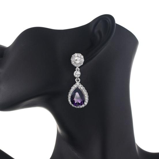 1 Pair Women Shining Rhinestones Drop Earrings Waterdrop Shape Tassel Sparkling Dangle Earrings Jewelry Gift