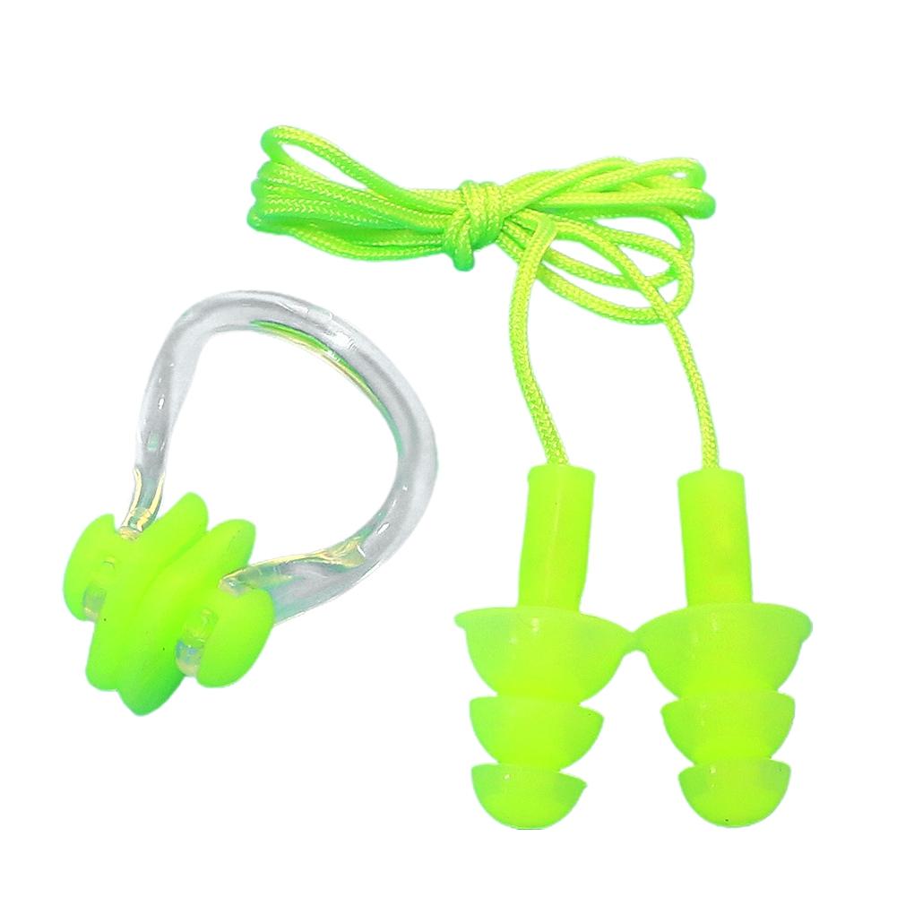 Soft Silicone Ear Plugs & Nose Clip Set Case Kid/Child Swimming Water Pool/Sea