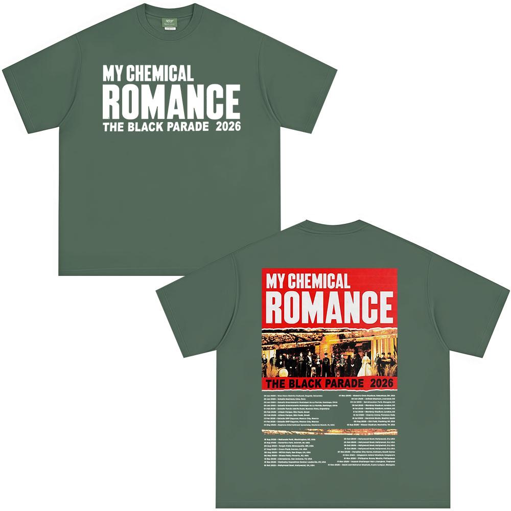 

Rock Band My Chemical RoUnisexce Tshirt The Black Parade 2026 Tour Tshirts Unisex Women Clothing Fashion Vintage T Shirt Streetwear 4XL