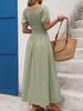 2026 Spring/Summer Elegant French Square Neck Puff Sleeve Long Dress for Women